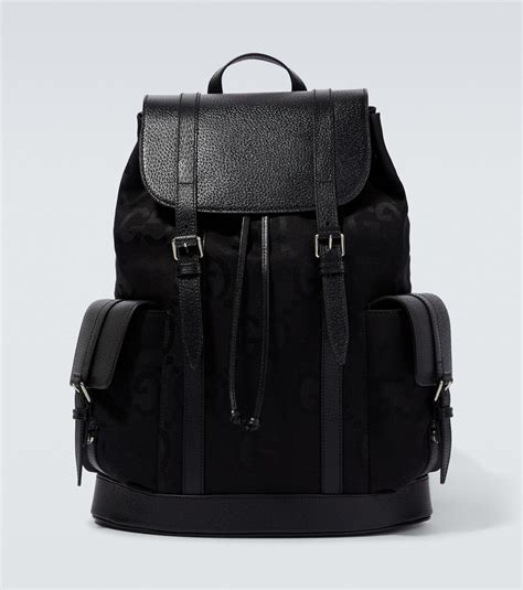 Medium GG backpack in black GG leather 